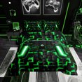 thumbnail image 1 of YST Gaming Comforter Set for Boys, Gamer Bedding Full, Black Reversible, Green, Grid Printed, 1 of 7