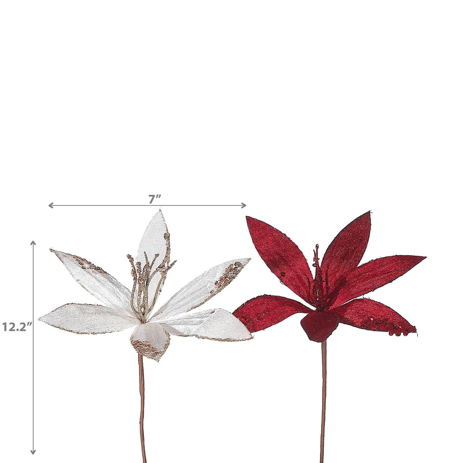 Poinsettia À Paillettes À Paillettes De Noël - Ensemble De 6