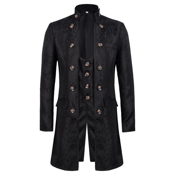 Ketyyh-chn99 Denim Jacket For Men 2024 Fashion Fall Men's Bomber Jacket with Pockets Mens Fashion Court Retro Dress Punk Retro Tuxedo Jacket Retro Collar Suit Punk Retro Coat Black,M