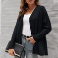 thumbnail image 1 of U.Vomade Women's Long Sleeved Buttoned Classic Hem Pleated Slit Cardigan, 1 of 6