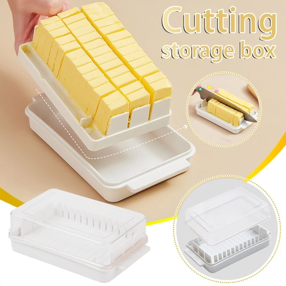 TIMIFIS Butter Dish Kitchen Organization Butter Cutting Storage Box Butter Fresh-keeping Box Sealed Rectangular Kitchen Household Storage Box Organization And StorageFall