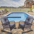 thumbnail image 1 of Set of 2 Rattan Rocking Chair, Wicker Padded Rocking Chair with Soft Washable Cushion, Weatherproof PE Rattan, Patio Recliner, Weight Capacity 160KG/352lbs - Gray, 1 of 6