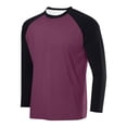 thumbnail image 2 of BiZtdJrK Sun Protection Shirts for Men Fashion Color Block Long Sleeve Workout Tops Rash Guard Quick Dry Hiking Fishing Shirt, Purple, M, Gifts for Dad, 2 of 3