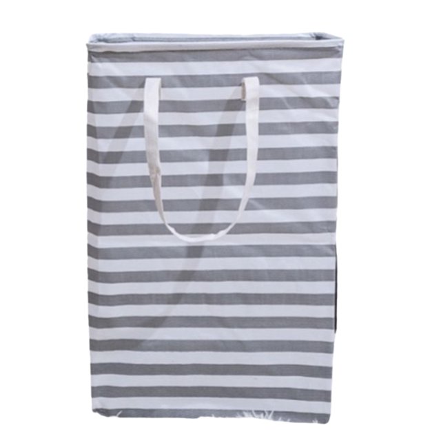 TureClos Laundry Basket Stripe Reusable Canvas Large Capacity Clothes Storage Bag Portable Washing Bin Baskets Container with Handle Grey Stripe