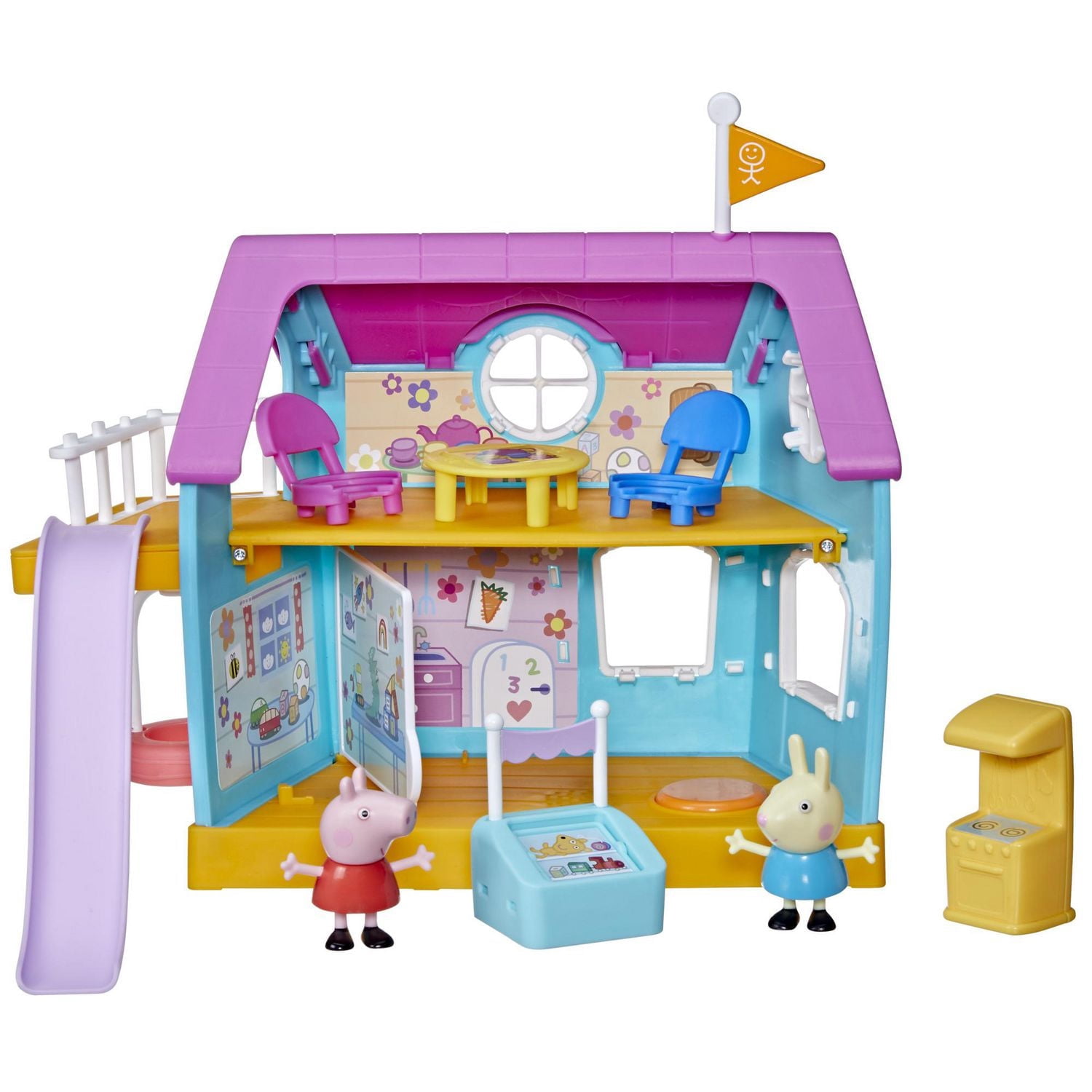 Peppa Pig Peppa et sa maison d'amis réservée aux enfants, jouet préscolaire, sons, inclut 2 figurines, 7 accessoires, à partir de 3 ans