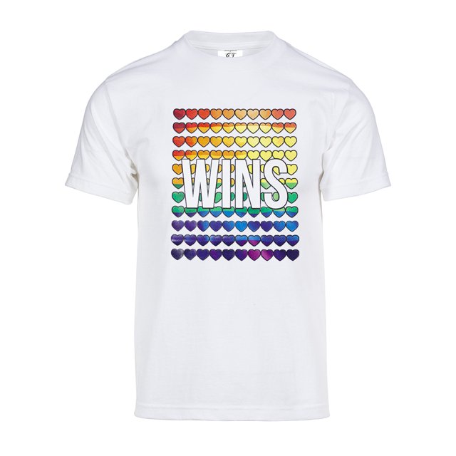 Mens Pride Love Wins Rainbow Short-Sleeve T-Shirt - White - Large