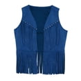 thumbnail image 3 of Zaldita Gilet Western Cowboy Rétro Cowgirl Hippie à Franges pour Enfants Rivets Sans Manches Veste Gilet Bleu 16, 3 of 6