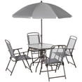 thumbnail image 1 of Outsunny Ensemble de Salle à Manger de Patio 6 Pcs avec Parasol Table Ronde Chaises Pliantes, 1 of 10