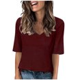thumbnail image 1 of Timegard Hauts pour Femmes Col en V Manches Mi-Longues Confortable Été Décontracté Tunique pour Leggings Blouse T-Shirts Basiques, 1 of 6