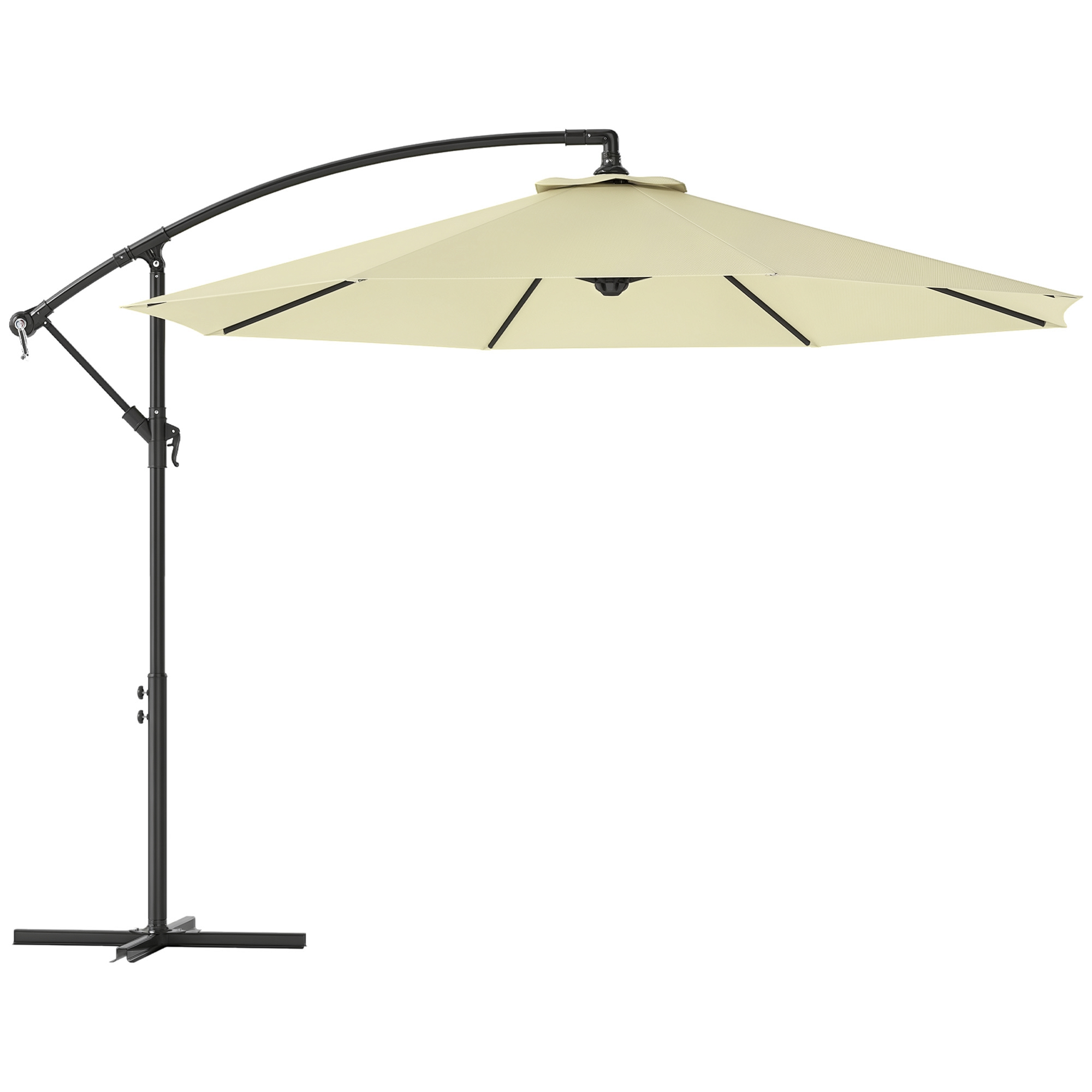 Outsunny 10' Deluxe Patio Umbrella, Outdoor Market Parasol, Beige