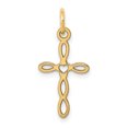 thumbnail image 1 of Charme Croix en Or Jaune 14K Conçu au Laser, 1 of 2