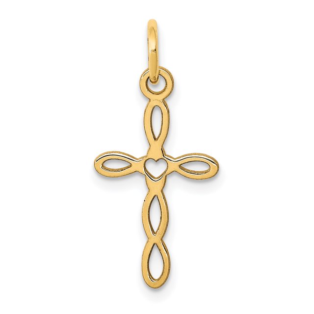 Charme Croix en Or Jaune 14K Conçu au Laser