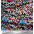 thumbnail image 3 of Soimoi Tissu Poly Georgette Feuilles, Perroquet et Animaux de Zoo Jungle Tissu Imprimé 1 Yard 52 Pouces de Large, 3 of 3