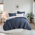 thumbnail image 3 of Regency Heights Ensemble de Literie 5 Pcs pour Lit Simple/Simple TG, Couette Réversible avec Ensemble de Draps et Taies, Bleu Marine, Couleur Unie, 3 of 12