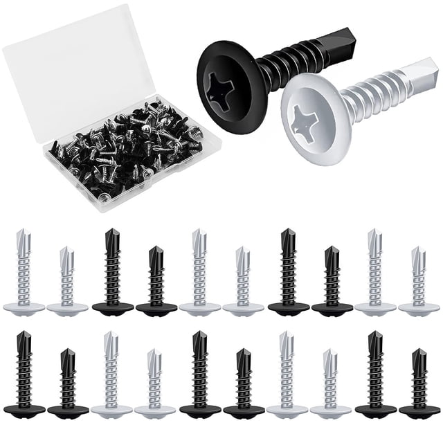 Baohd 120pieces Strong And Convenient Storage Assorted Flat Head Self Drilling Screws 1Set