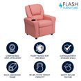 thumbnail image 4 of Contemporary Pink Vinyl Kids Recliner with Cup Holder and Headrest, 4 of 9