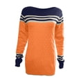 thumbnail image 4 of VgaVtl Womens Plus Size Sweaters Long Sleeve Fall Sweaters Women Plus Orange Loose Striped Knitted Color Block Sweaters, 4 of 5