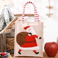 thumbnail image 2 of Christmas Gift Bags Linen Embroidery Santa Snowman Deer Design Red White Coffee Color 7.5 in x 5.9 in x 0.4 in Tote Bag for Small Gifts Candy Storage, 2 of 8