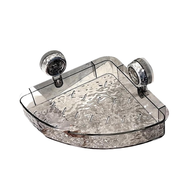 Bathroom Products No-Drill Clear Wall Light with Glacier Pattern Suction Cup Shelf — Multifunctional Triangle & Rectangle Storage Organizer for Bathroom and Shower