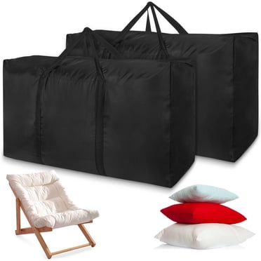 2Pcs Patio Cushion Storage Bags, Large Capacity Outdoor Dustproof Pillow Seat Cushion Cover Bags with Zipper & Handles(35 x 20 x 10’’)