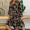 thumbnail image 3 of Birdeem Womens Ladies Casual Plus Size Loose Print Long Sleeve V-Collar Button Mini Dress, 3 of 9