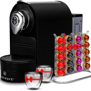 ChefWave Espresso Machine and Coffee Maker (Black) - Compatible with Nespresso Capsules, Programmable, One-Touch, Italian 20 Bar High-Pressure Pump Bu