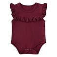 thumbnail image 1 of Newborn Baby Girl Basic Romper Solid Color Ruffle Sleeveless Bodysuit Onesie Clothes Black 12-18 Months, 1 of 7