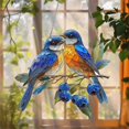 thumbnail image 4 of WHEANG Home Decor Blue Bird Stained Glass Window Hanging Bird On Branch Stained Glass Plate Suitable For Indoor Window Hanging, 4 of 4