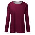thumbnail image 4 of Timegard Womens Tops Long Sleeve Round Neck Solid Color Basic Tee Fall Casual Comfy Loose Tops Blouse, 4 of 5