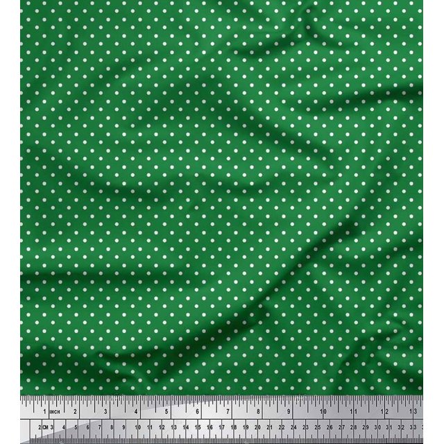 Soimoi Satin Silk Fabric Dots Dots Print Sewing Fabric Yard 42 Inch Wide