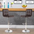 thumbnail image 3 of Set of 2 Bar Stool, Comfortable Swivel Adjustable PU Leather Bar Chair with Backrest, Soft Cushioned Seat, Footrest, Sturdy Metal Frame, Barstools for Kitchen, Pub (Black, White, Brown, Red), 3 of 8