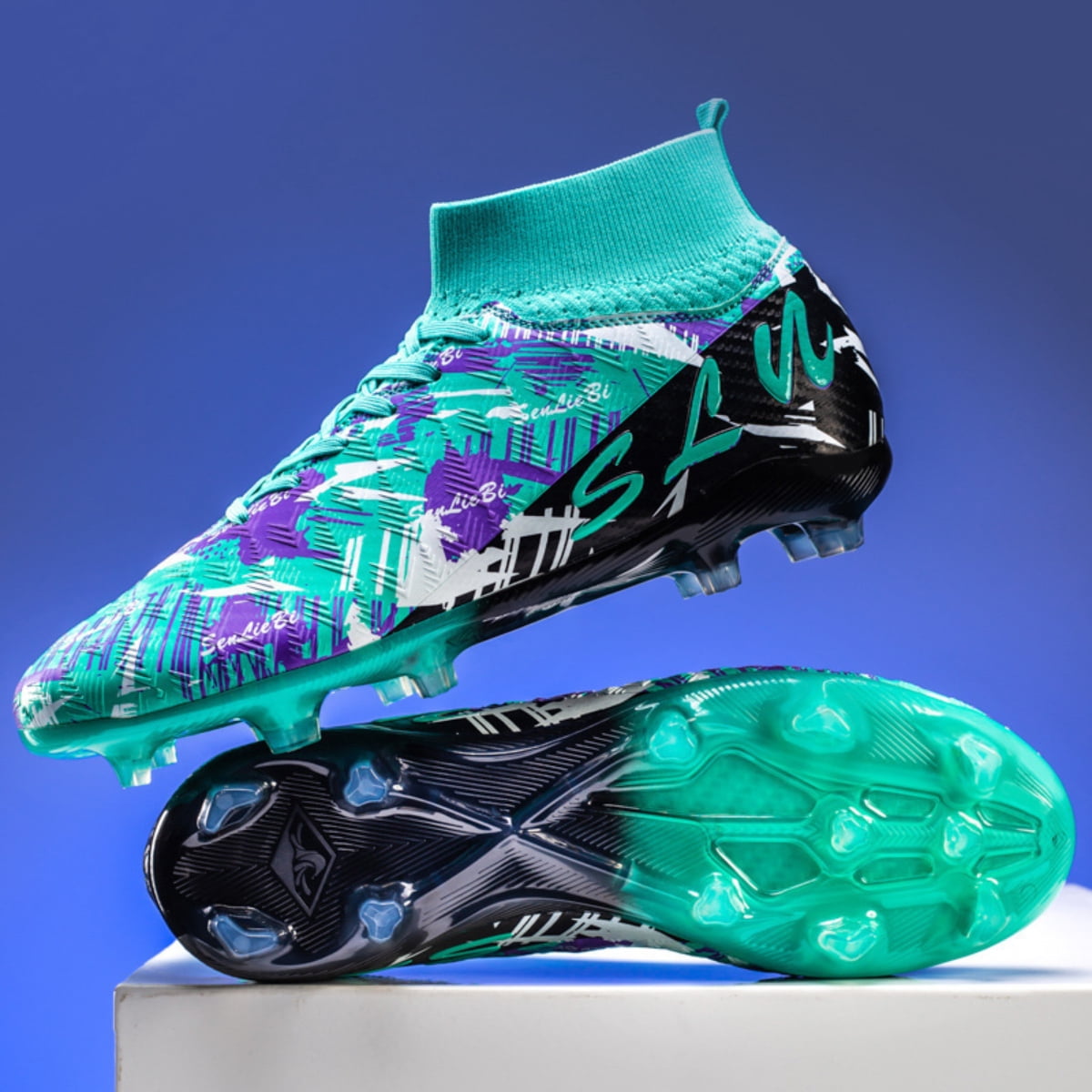 TDE フットボール OnyxTrek Soccer Cleats for Mens Boys Girls Indoor Turf Soccer