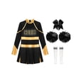 thumbnail image 3 of Hansber Tenues de Cheerleading pour Filles Uniforme de Cheerleading Robe Fantaisie avec Pompons Ensemble de Bas Doré&Blanc 14, 3 of 5