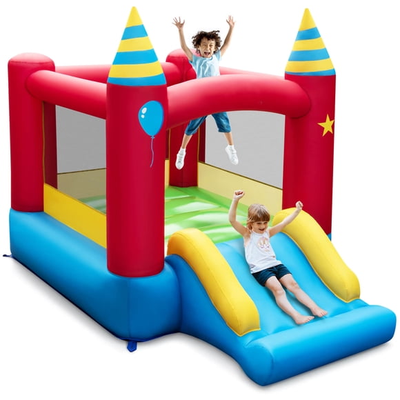 Costway Château Gonflable Rebondissant pour Enfants, Sautoir Intérieur Extérieur, Souffleur Exclu
