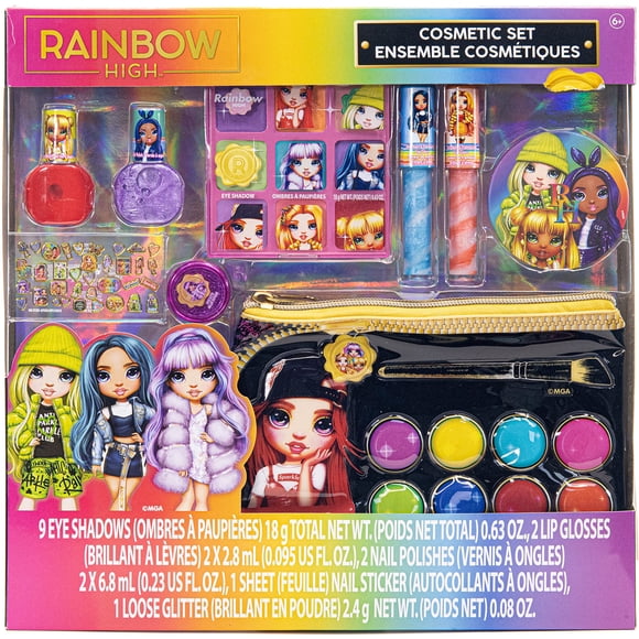 Townley Girl Rainbow High Maquillage Cosmétique avec Ensemble de Palette et Sac Incluant Brillant à Lèvres, Vernis à Ongles et Fard à Paupières et Plus! pour Enfants Filles, 6 Ans et Plus, Parfait pour les Fêtes, les Soirées Pyjama et les Relookings