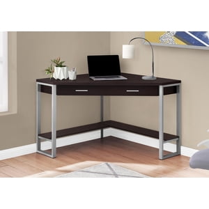 Monarch Specialties Computer Desk, Home Office, Corner, Storage Drawers, 42"l, Work, Laptop, Metal, Laminate, Brown, Grey, Contemporary, Modern