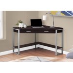 Monarch Specialties Computer Desk, Home Office, Corner, Storage Drawers, 42"l, Work, Laptop, Metal, Laminate, Brown, Grey, Contemporary, Modern