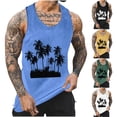 thumbnail image 1 of Sentmoon Tank Tops for Men Summer Sleeveless Crew Neck Compression Undershirts for Men Palm Tree Print Loose Fit Plus Size Sports Gym Clothes Vacation for Summer Beach Days L, 1 of 6