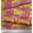 thumbnail image 2 of Soimoi Brown Rayon Fabric Text,Heart & Triangle Geometric Printed Craft Fabric by the Yard 56 Inch Wide, 2 of 3