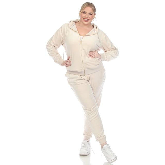 White Mark Ensemble de Survêtement en Velours pour Femmes, 2 Pcs