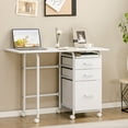 thumbnail image 3 of Gymax Folding Computer Laptop Desk Wheeled Home Office Furniture w/3 Drawers White, 3 of 10