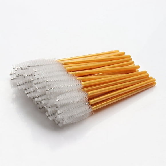 Xiao Hua 200 Pcs Disposable Eyelash Mascara Brushes for Eye Lashes Extension Eyebrow and Makeup (Yellow rod White head)