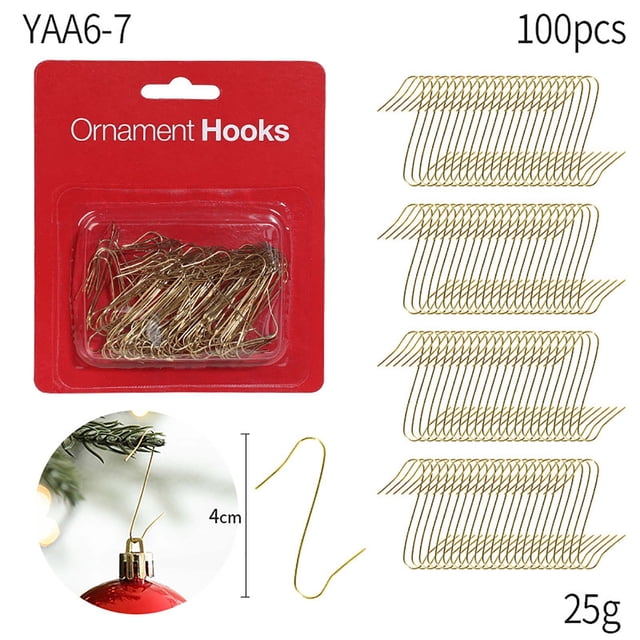 Bdday 200PC S-shaped Hook Christmas Tree Decoration Hook Christmas Hanging Accessories Iron Hook Multi Functional S-hook Metal Box Small Hook
