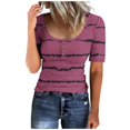 thumbnail image 3 of Birdeem T-Shirt à Col Rond Boutonné pour Femmes Haut à Manches Courtes Ample, 3 of 8