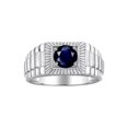 thumbnail image 1 of RYLOS Men's Ring 14K White Gold Ring, 7MM Round Shape Gemstone Designer Style Rings Sapphire September Birthstone Rings Gold Size 11, 1 of 7