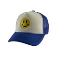 thumbnail image 1 of Gravity Threads Smile Face Embroidery Adjustable Trucker Hat - Smile - White/Royal, 1 of 2