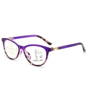 Progressive Multifocal Reading Glasses Blue Light Blocking Cat Eye Women Readers,purple,+ 1.50strength