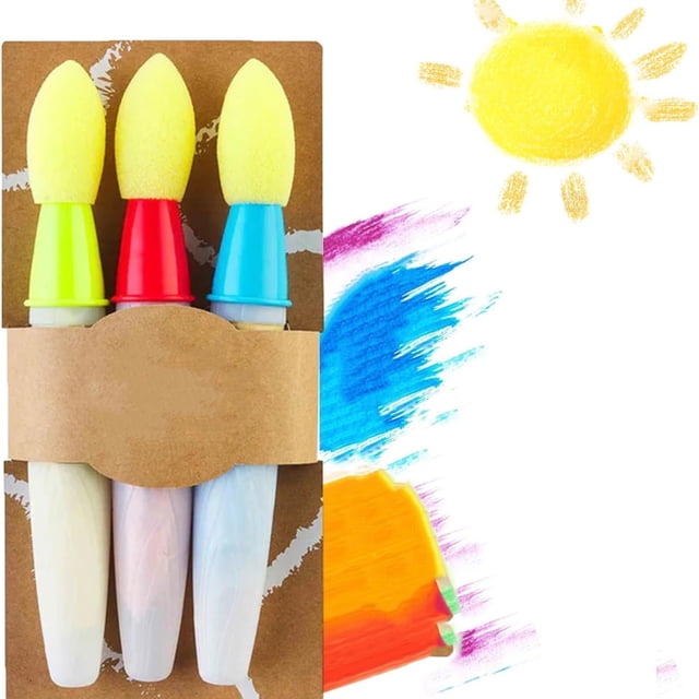 LSLJS Sidewalk Chalk Paint Brush Red/Yellow/Bule Paint Brush Chalk Set
