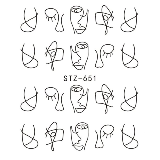 Outdoorline Cartoon Animal Line Drawing Nail Stickers DIY Fake Full Nail Tip Decals Beauty Art Tools