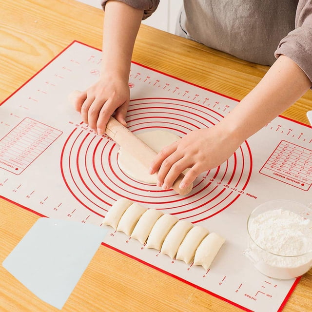 Tapis en Silicone Antiadhésif Tapis de Cuisson Tapis en Fondant Tapis pour Rouler la Pâte Tapis Rond Tapis Assiette Napperons et Serviettes Napperons pour Tables Chemins de Table Ronds 36 Pouces avec Napperons Ensemble de Table Ronde